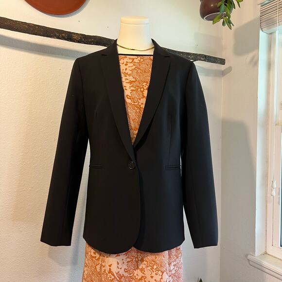 J. Crew Classic Black 100% Italian Wool Single Button Blazer Jacket Size 8 - Picture 2 of 8